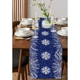 thumbnail image 4 of Blue Christmas Table Runner 108 Inches Long for Dining Table Decor, Cotton Linen Winter Snowflake Table Runner Washable Dresser Scarf for Kitchen Christmas Holiday Seasonal Leaves Pine Cones, 4 of 8