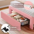 thumbnail image 4 of Virans Twin Size Velvet Upholstered Bed Frame with Headboard & Storage Drawers,Princess Platform Bed Frame with Charging Station & LED,No Box Spring Needed,Pink, 4 of 9