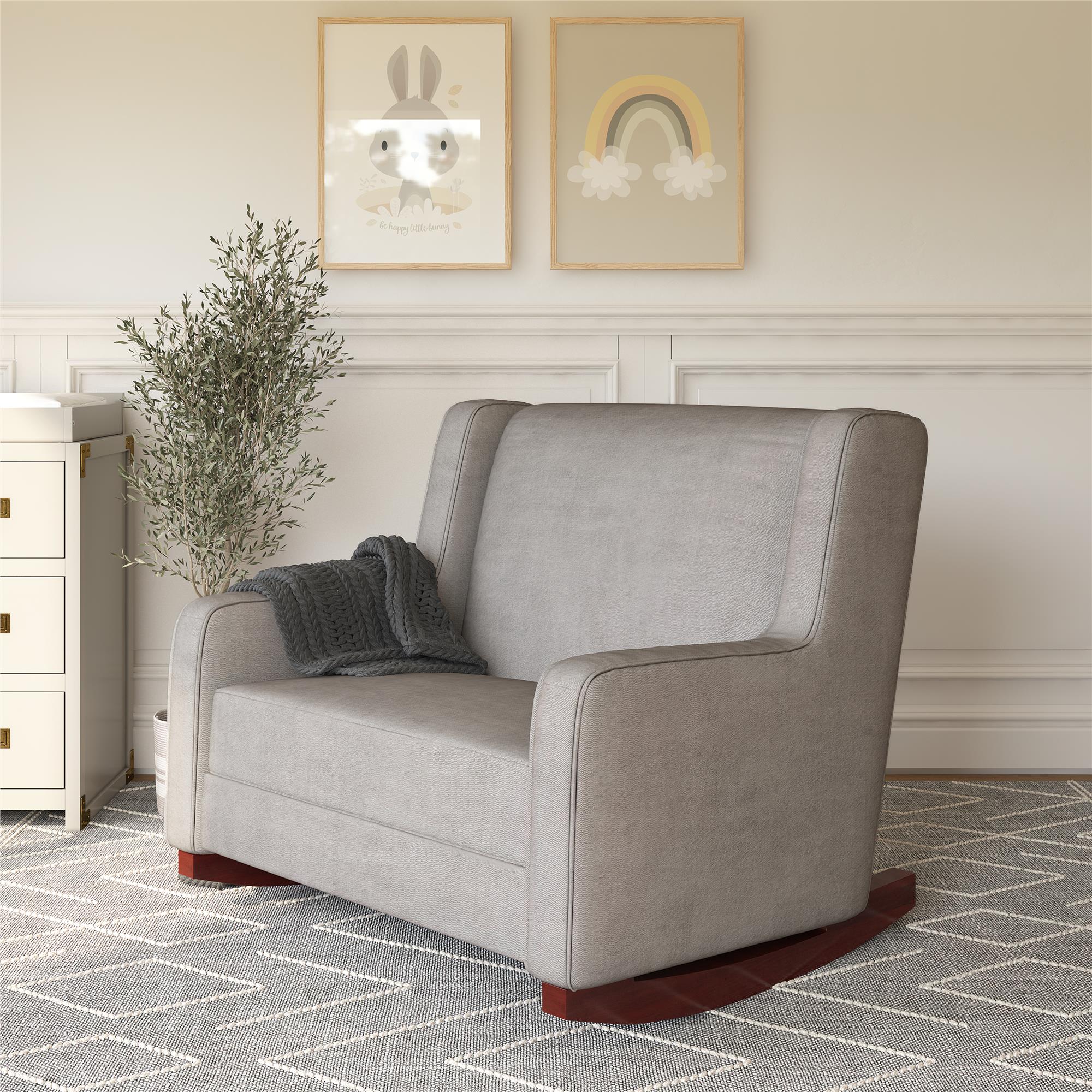 Baby Relax Hadley Upholstered Double Rocker Chair, Taupe Microfiber - image 4 of 15