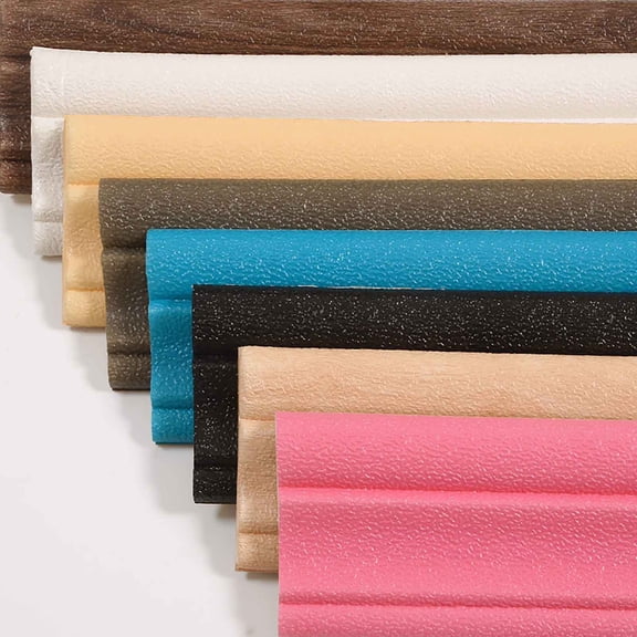 Kadlawus 5Pcs Wall Trim, Self Adhesive Skirting Waistline and Wall Edging Strip, Waterproof Oil Proof Peel and Stick Wall Border, 2.35m X 8cm PE Foam Molding, for Background Wall Door Frame Window