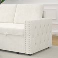 thumbnail image 6 of 85" Oversized Convertible Sofa Bed, Modern Pull-Out Sleeper Sofa with Storage Chaise, Square Handrail, 3 Seater Upholstered Loveseat Couches for Living Room, Office, Bedroom, Apartment, Beige, 6 of 9