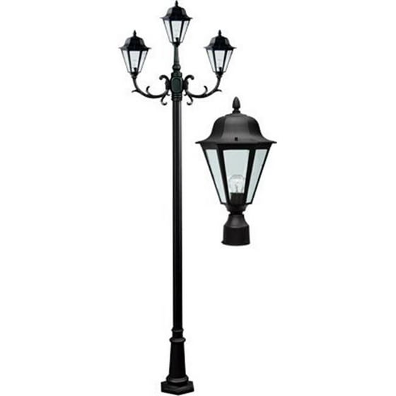 Dabmar Lighting Gm1303 Led16 B Daniella Post Light Fixture With Dabmar Lighting Gm1303 Led16 B Daniella Post Light Fixture With Clear Glass 3 X 16 Watt 85 265 V Led Lamp Heat Resistant Black Bronze White Verde