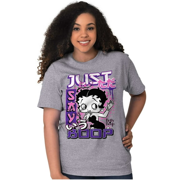 Kanji Style Cartoon Just Say Boop Women's Graphic T Shirt Tees Brisco Brands S
