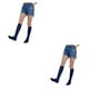 thumbnail image 3 of Sonducket Calcetines altos a rayas antideslizantes cálidos JK Día de San Valentín accesorios de mujer para diario fiesta de Halloween azul raya negra azul 2Conjunto, 3 of 6