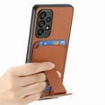 thumbnail image 2 of Magnetic Carbon Fiber Case for Samsung Galaxy A32 5G with Holder Kickstand, Fiber Texture Wallet Phone Case with Card Holder Durable Military Grade Protection Cover for Galaxy A32 5G, Brown, 2 of 10