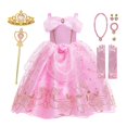 thumbnail image 3 of Vestido de princesa Aurora de Disney para niñas, traje de Cosplay de Bella Durmiente, vestido de tirantes con estampado Floral de rosa, vestido elegante para niños, Verano, 3 of 5