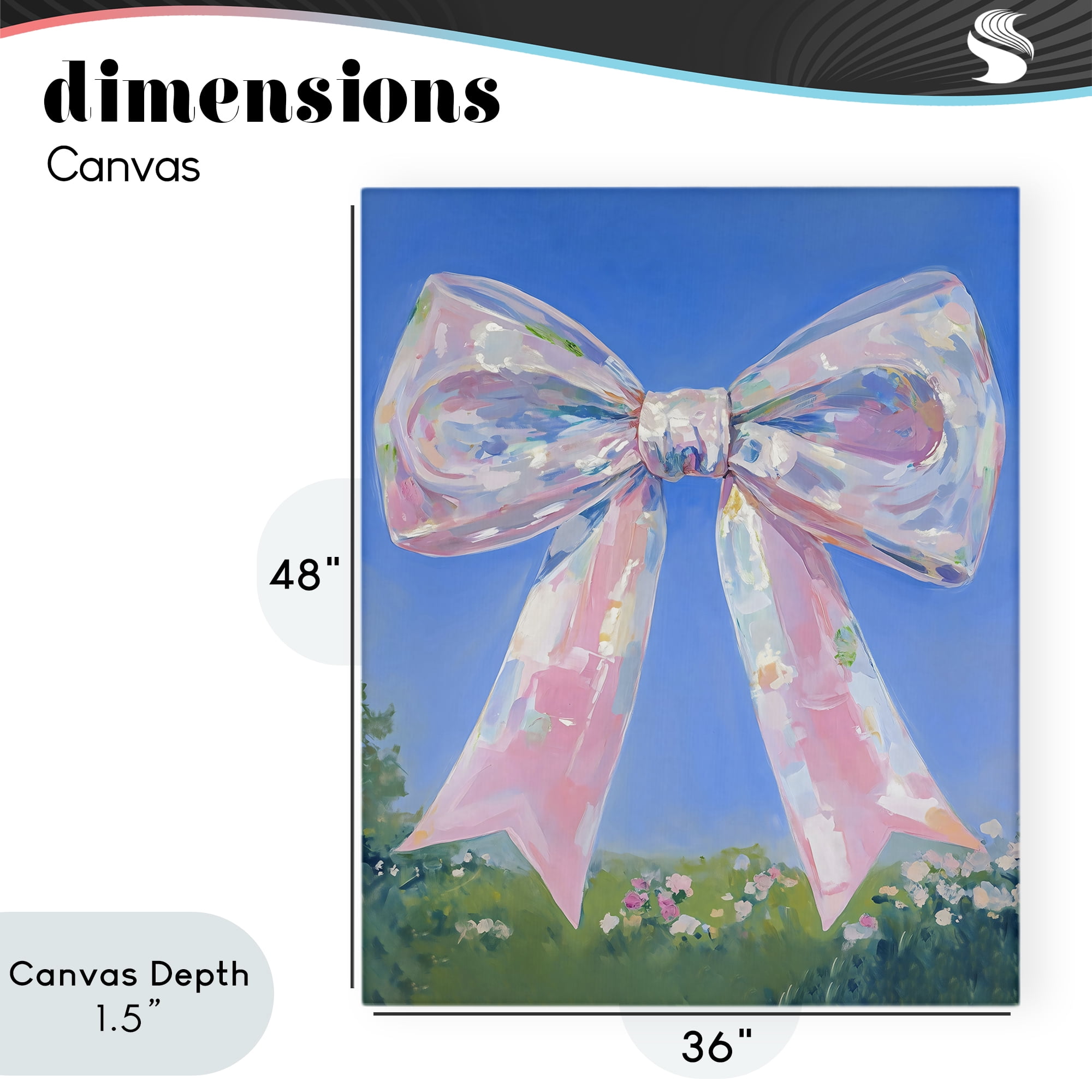 Stupell Industries Iridescent Pink Bow in Meadow Canvas Wall Art, design by The Prints Vibe