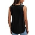thumbnail image 4 of GERsome Summer Tank Tops for Women Lace V Neck Loose Fit Flowy Sleeveless T-Shirts Casual Vacation Curved Hem Muscle Tee S-2XL, 4 of 5