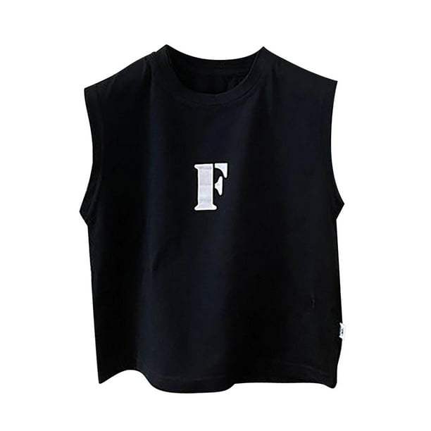 Gibobby Playeras Deportivas Camiseta sin mangas con letras informales holgadas para ninos pequenos bebes ninos y ninas Top Cool Negro 5 6 Anos Walmart en linea