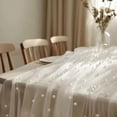 thumbnail image 5 of Elegant Pearl Embellished Table Runner 75x300cm Lightweight Mesh for Weddings Parties Decor, 5 of 8