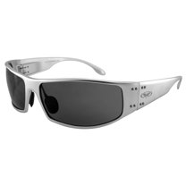 Global Vision BAD-ASS 2 Sport Motorcycle Sunglasses Silver Smoke