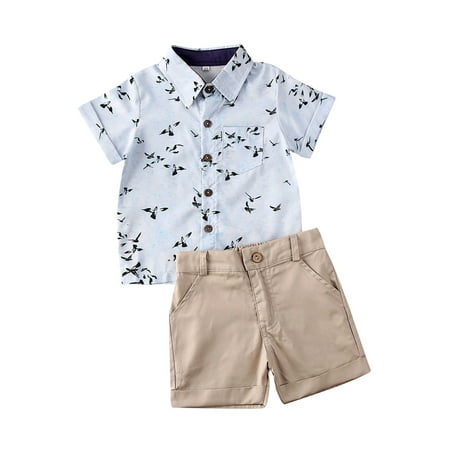 

Yinyinxull 2PCS Toddler Kids Baby Boys Shirt Tops+Short Pants Formal Party Outfits Clothes Khaki 1-2 Years
