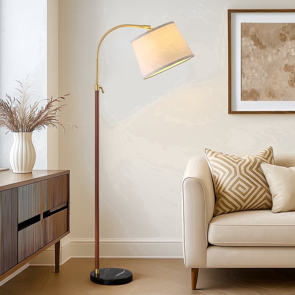 RORIA 64” Modern Floor Lamp, Height Adjustable Curved Standing Lamp, Suitable for Bedrooms, Living Rooms, and Offices (Bulb Included)