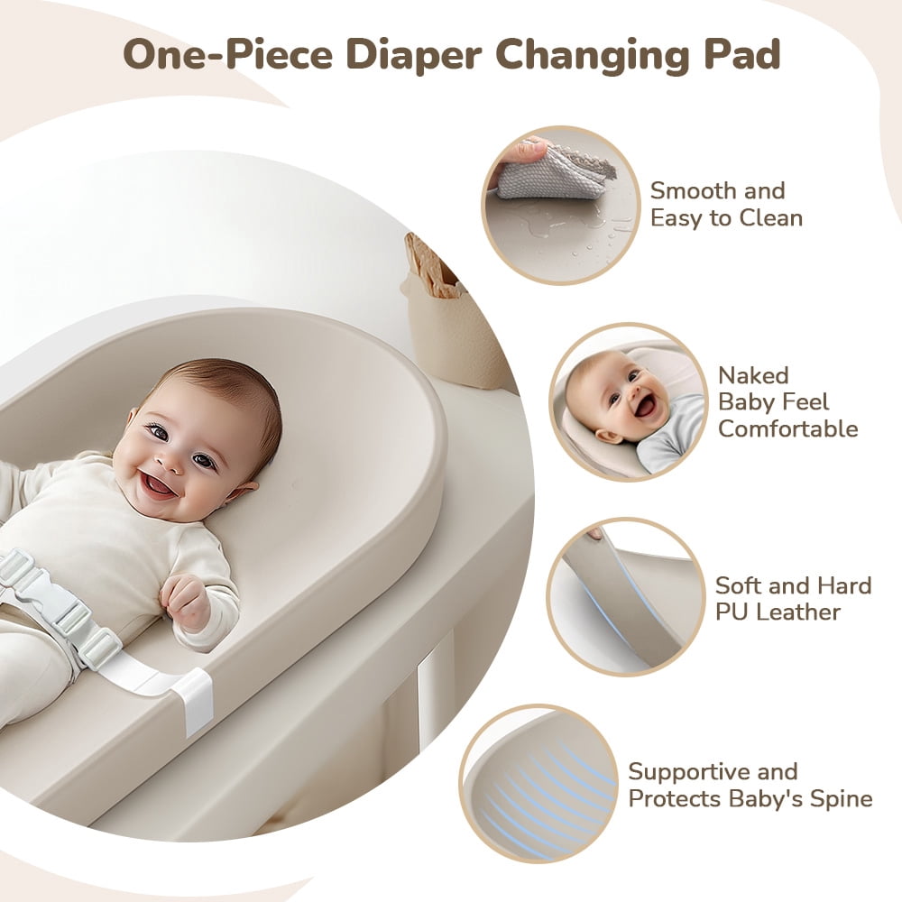 Baby Changing Pad, Caveen Lightweight and Portable Changing Station for Diaper Change and Dresser, with Safety Restraint Belt, Waterproof
