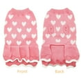 thumbnail image 4 of 2Pack Pet Heart-Pattern Knit Sweater Dress, Dog Turtle Neck Bodycon Jumper, Cute Warm Puppy Clothes for Small Dogs(Pink+Red), 4 of 5
