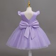thumbnail image 5 of Splozh Baby Girls' Dresses Fashion Girls Adorable Solid Color Pearl Wedding Flower Girl Dress,Purple,5-6 Years, 5 of 7