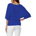 thumbnail image 4 of Uhndy Women Baggy Short Sleeve V-Neck Dolman Drape T-Shirts Top Beach Holiday Party Solid Tunics Tops Oversized Loose Tee Tops, 4 of 6
