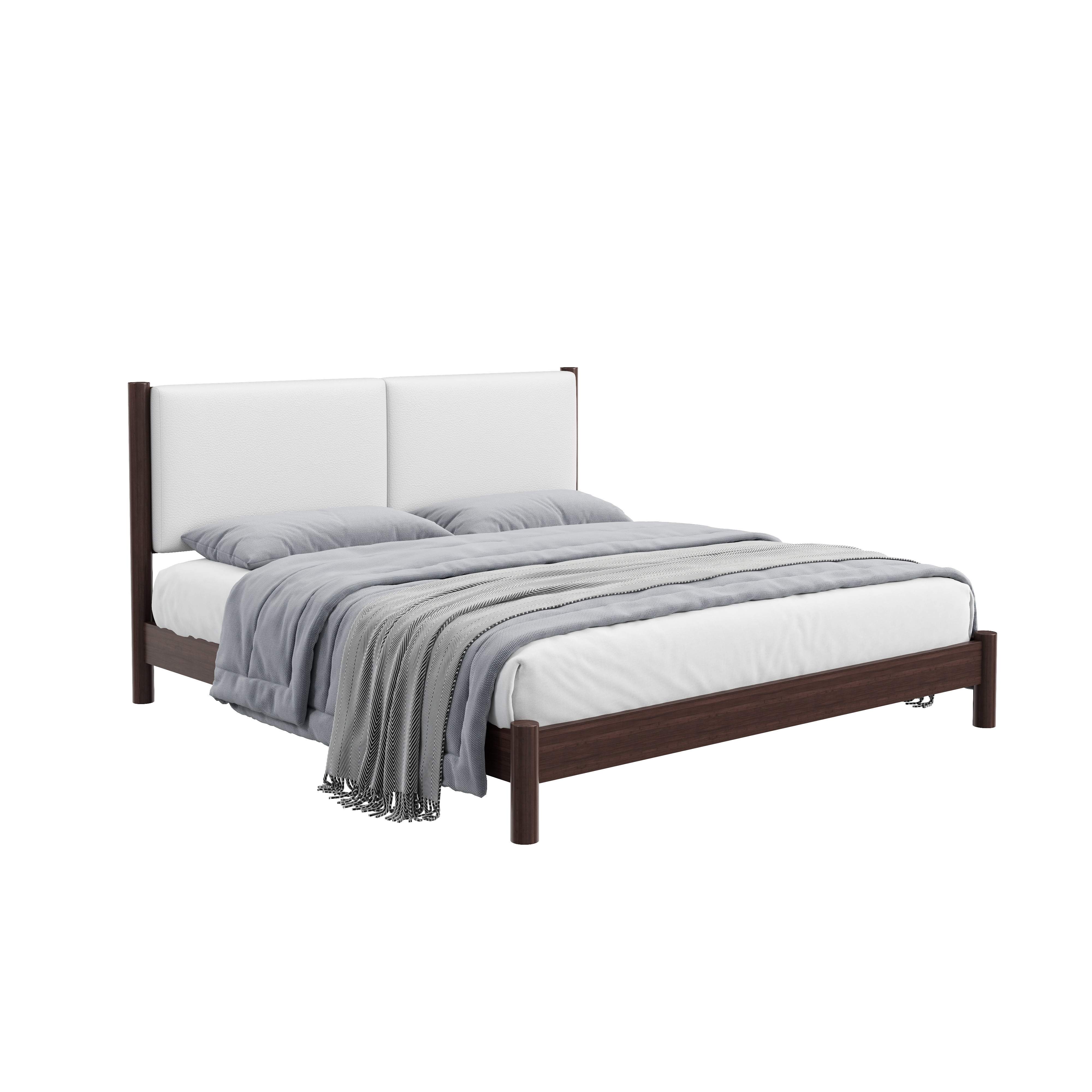 Euroco Wood King Size Platform Bed with PU Leather Headboard, No Box Spring Needed, Espresso