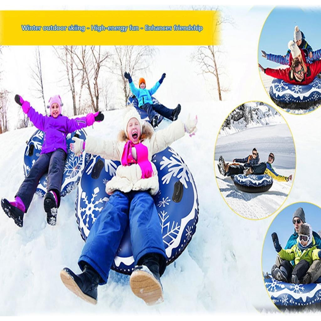 Osdhezcn Inflatable Winter Sledding Disc 47Inch Diameter With Reinforced Grab Cables Permanent Snow Tube For Ski Inclines And Snow Reserves