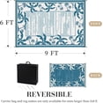 thumbnail image 2 of Outdoor Rug 6x9 ft Reversible Patio Rug Mat Outdoor Carpet Waterproof Camping Rugs Plastic Straw Rugs-Patio RV Camper Balcony Backyard Picnic Deck Pool Beach Mat Coconut Palm Leaf Rugs Blue & White, 2 of 7