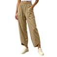 thumbnail image 3 of VBVC Women's Elastic Waist Curved Hem Pants , Casual Stretchy Joggers For Women , Ladies' Wide Leg Trousers with Pockets, S-2XL, 3 of 7