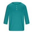 thumbnail image 3 of Men's 3/4 Sleeve Crew Neck T-Shirt Button Down Tee Henley Shirts Casual Athletic Lightweight Pullover Tops Basic, 3 of 4