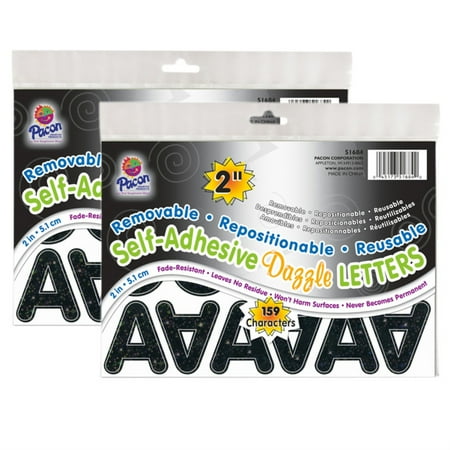 UPC: 0194629107629 | Pacon Self-Adhesive Letters Black Dazzle Puffy Font 2-Inch 318 Pieces