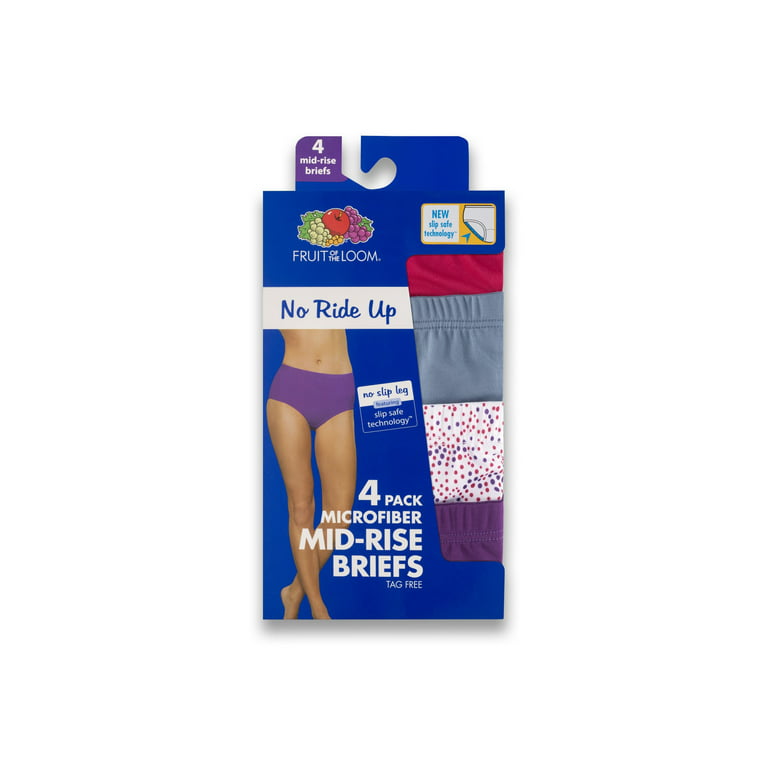 Women's No Ride Up Mid-Rise Brief Panties - 4 Pack 