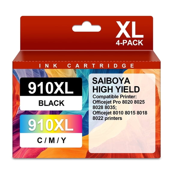 910XL 910 Ink Cartridges for Printers Compatible for  910XL Ink Combo Pack Works with  OfficeJet Pro 8010 8015 8020 8022(4Pack)
