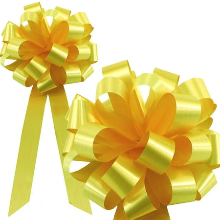 Princess Ribbon Set - Daffodil Yellow Pull Bows with Tails - 8