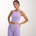 thumbnail image 2 of Women's High Neck Cropped Tank Top with Racer Style Straps and Seamless Fit for Active and Casual Wear - Medium, Purple, 2 of 7