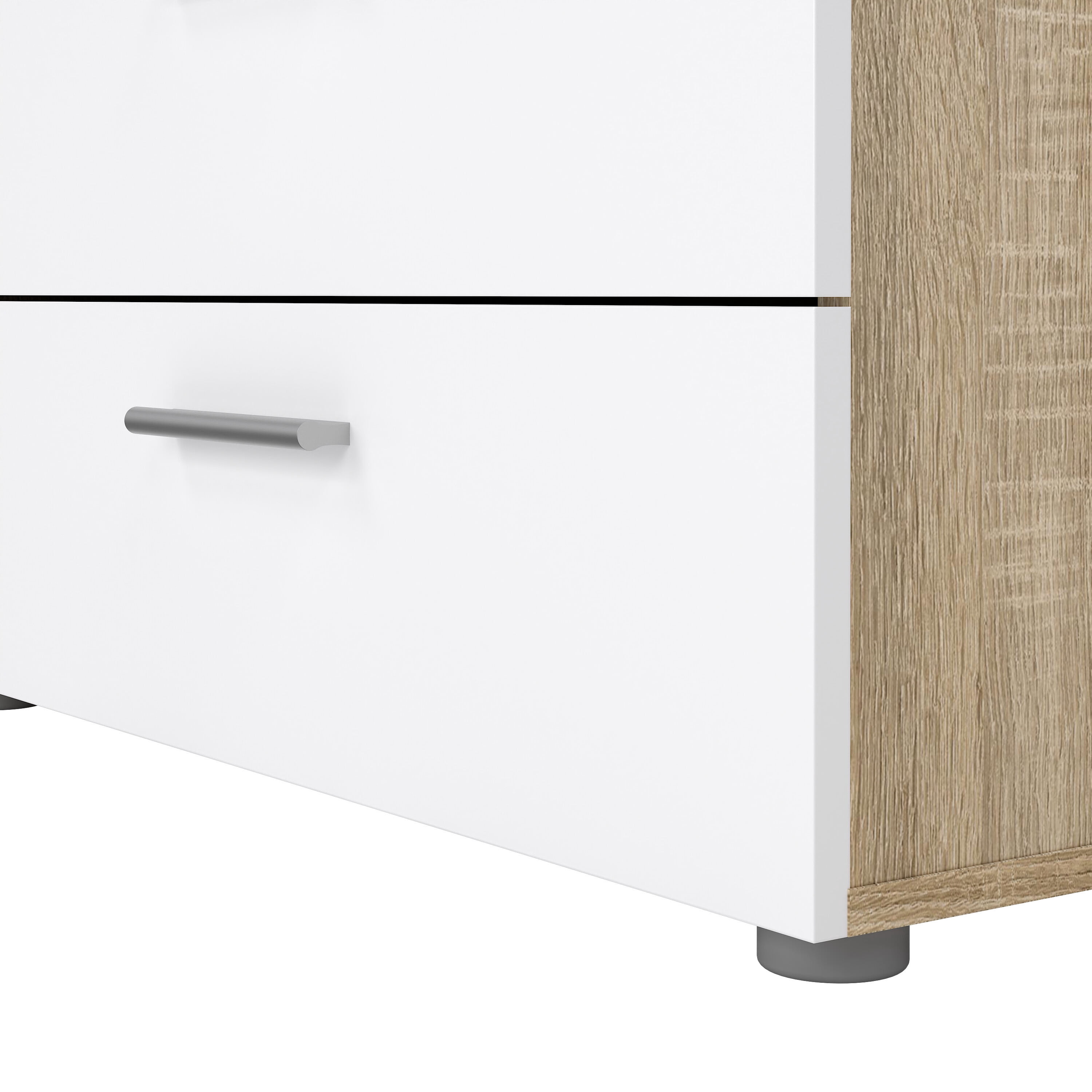 Tvilum Loft 8 Drawer Double Dresser for Adults, Oak Structure and White High Gloss