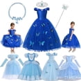 thumbnail image 2 of Vestido de princesa Cenicienta para niñas, vestido esponjoso con cuentas, disfraz de Halloween y Navidad, mariposas sin mangas Fivean unisex, 2 of 2