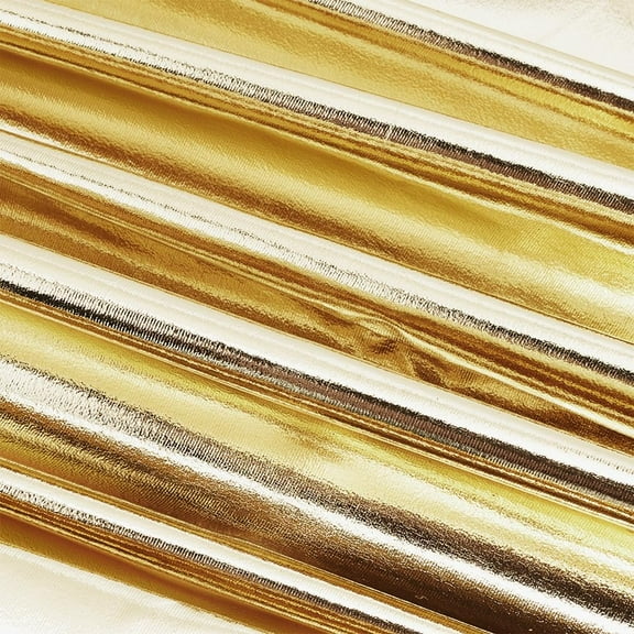 3.6 Yard Metallic Foil Spandex Fabric 60 Inch Wide Polyester Shiny Stretch Fabric Hologram Spandex Iridescent for Dancewear Costumes Home Upholstery Bags Wallets Making Light Golden