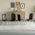thumbnail image 3 of Black PU Backrest Chairs (Set of 4), Silver Metal Legs, for Minimalist and Modern Homes, 3 of 9
