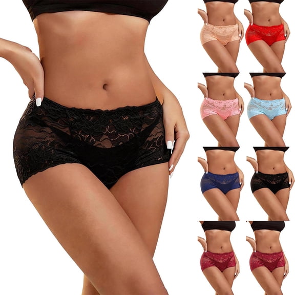 Naittoop Sexy Panties for Women Lace Underwear High Waist Panty Cotton Hipster Panties Floral Embroidery Soft Panty