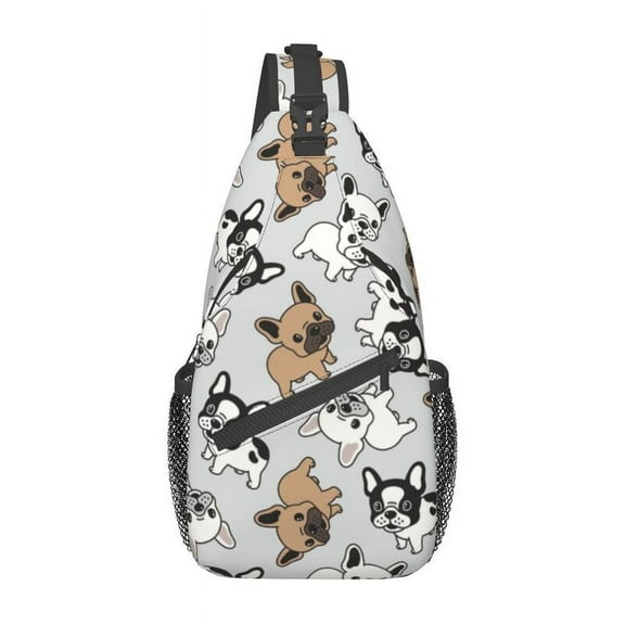 Custom Pet Dog French Bulldog Sling Bags for Men Cool Florals Frenchies Shoulder Crossbody Chest Backpack Travel Hiking Daypack