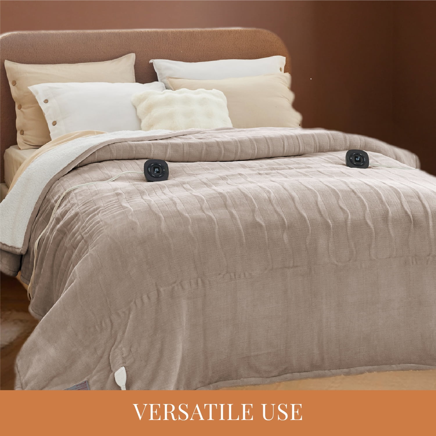 U by Bedsure Flannel Electric Blanket Queen, Flannel Heated Blanket with 10 Heat Settings, with 10 Time Settings, 8 hrs Timer Auto Shut Off, and Dual Control, 84x90 inches, Natural