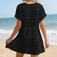 thumbnail image 3 of Swimsuit Coverup for Women Short Sleeve V Neck Lace Eyelet A Line Mini Dress Beach Cover Up Bathing Suit Dress, 3 of 5