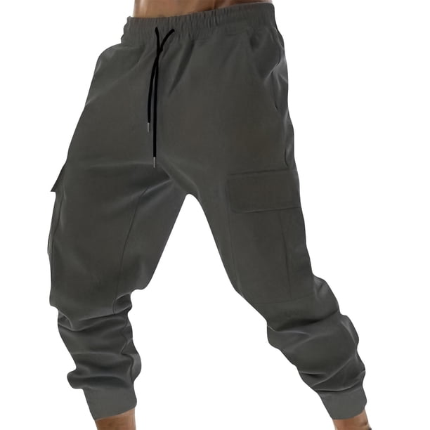 Pantalones largos para hombre con cordón, cintura elástica y forro polar, color liso, bolsillo, sudadera con capucha y pierna ajustada, pantalones de chándal holgados, pantalones para hombre