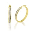 thumbnail image 5 of Brilliance Fine Jewelry 14K Gold Plated Sterling Silver Crystal Classic Round Hoop Women's Earring, 5 of 9