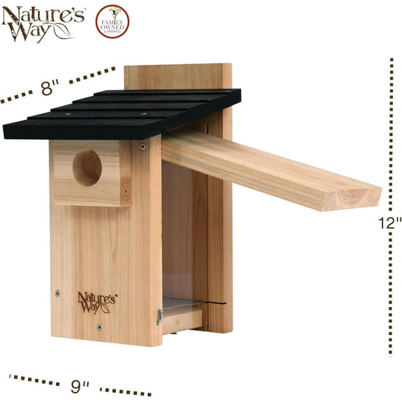 Premium Cedar Bluebird House with Predator Guard and Ventilation System