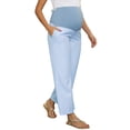 thumbnail image 4 of INSPIRE CHIC Women's Maternity Pants Wide Leg Elastic Waistband Striped Printed Over Belly Casual Lounge Pregnancy Trousers M Blue Stripe, 4 of 6