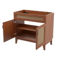 thumbnail image 3 of JONATHAN Y Javer 36 in. W x 18 in. D x 33 in. H, Rattan 2-Shelf, Bath Vanity Cabinet ONLY, Walnut, VAN1011B, 3 of 6