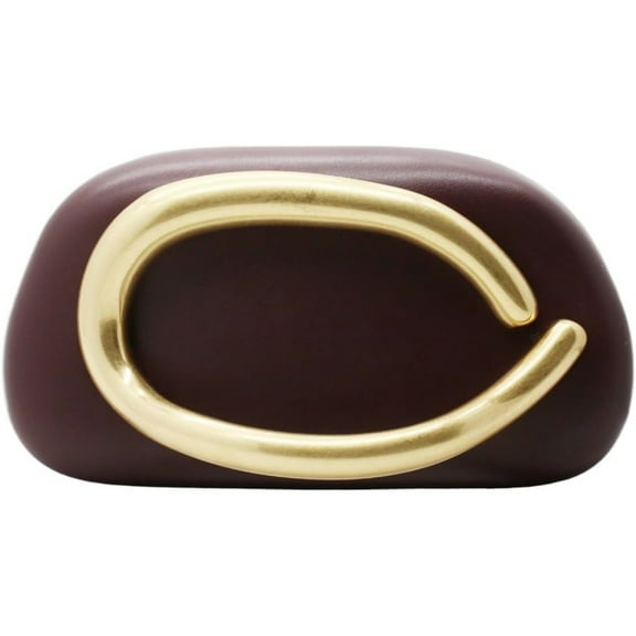 MASWLM Women's Elegant PU Leather Clutch Bag Metal Handle Handbag Stone Evening Bag for Wedding Party Prom