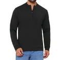 thumbnail image 1 of Suéter de punto de cuello alto para hombre INSPIRE CHIC, color sólido, con media cremallera, suéter tipo polo, talla L, negro, 1 of 5
