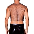 thumbnail image 3 of INSPIRE CHIC Men's V-Neck Sleeveless Party Shiny Mesh Rhinestone Tank Top S Black, 3 of 6