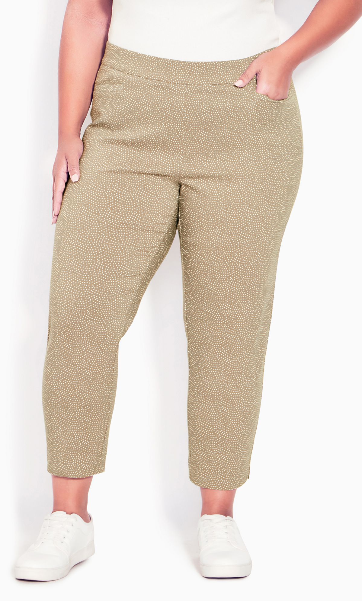 Avenue Women's Plus Size Super Stretch Crop Pants Taupe Spot