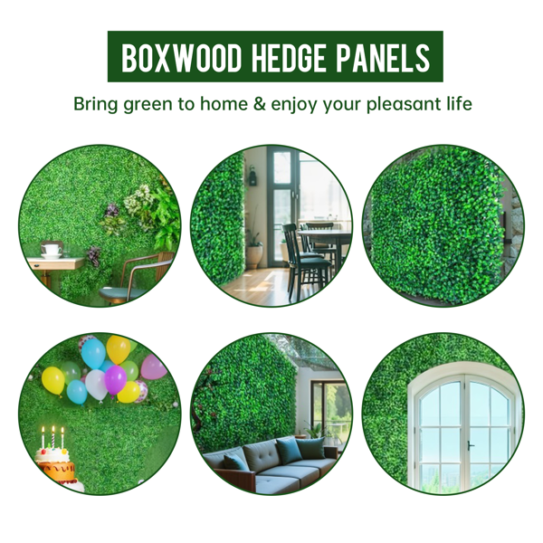 24-Pack Artificial Grass Wall Panels - 100% PE, 1.6" Thick, Sun-Proof Non-Fading, Easy Install for Indoor/Outdoor Privacy