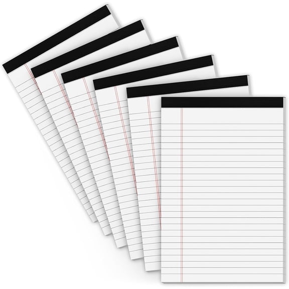 CCOCC Legal Pads Small Note Pads 5x8 Notepads for Work,6 Pack Writing Pads 5x8 College Ruled Lined Paper Pads,Micro Perforated Decent 80 GSM 5x8 in Legal Note Pad Narrow Ruled,30 Sheet per Notepad